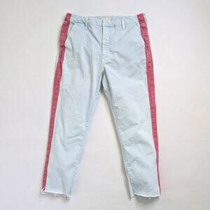 Mother Pants Shaker Prep Fray Women 31 Blue Killing Time Raw Hem Stripe Zipper